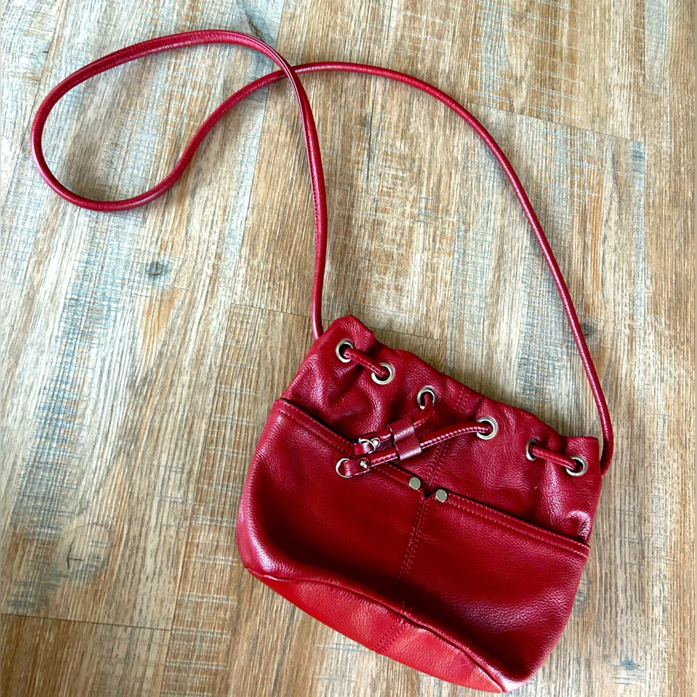 Red Leather Tignanello Crossbody Bag